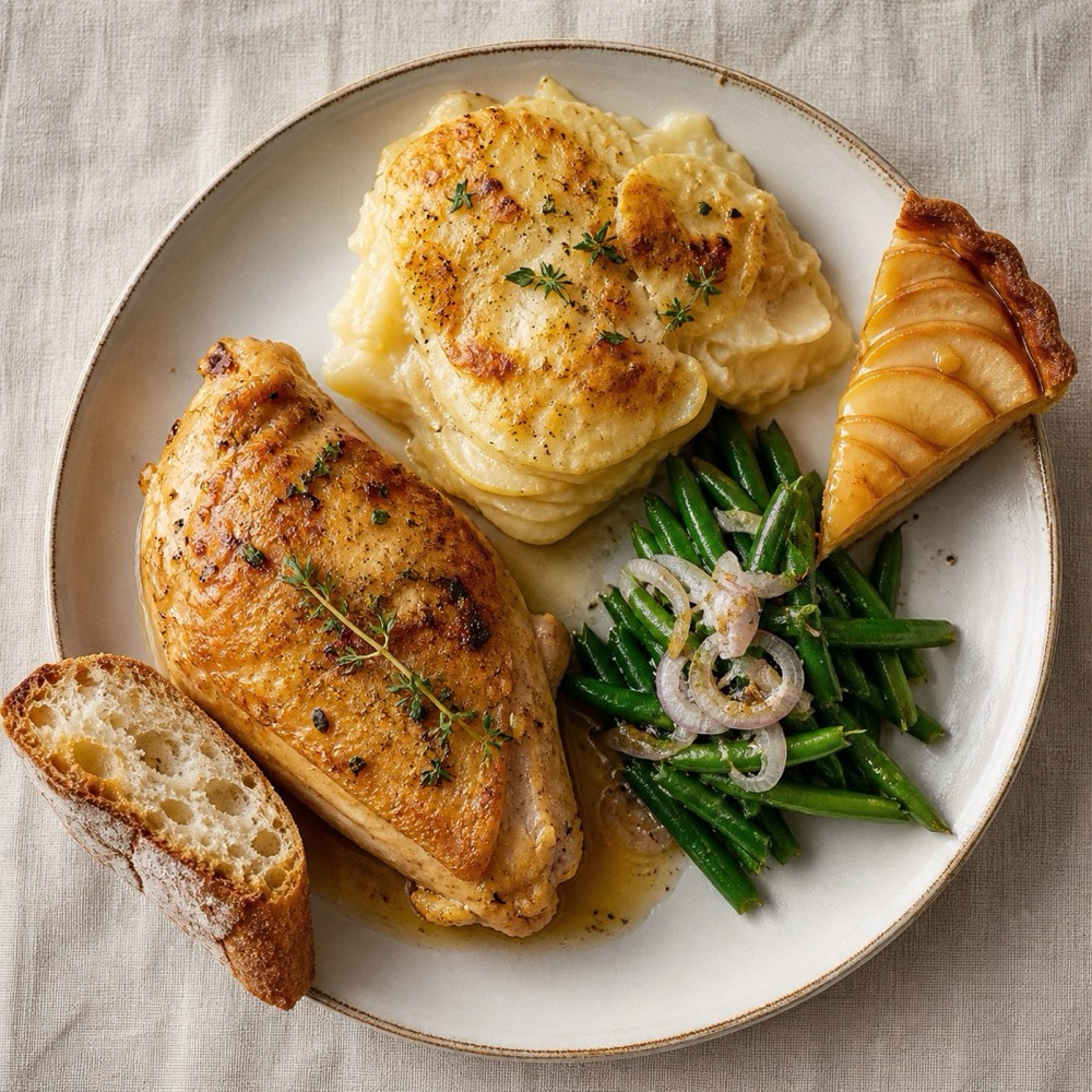Formule Classique : poulet rôti, légumes et féculents